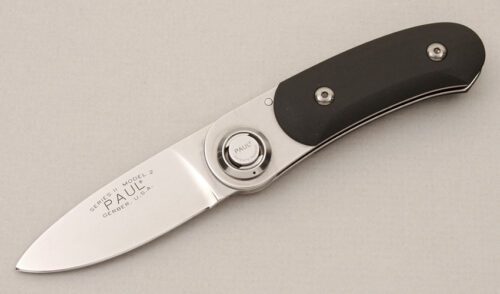 Gerber Knives Model 2PW Paul Knife with Kraton Scales handle material - Obverse Side - Item #KLC15046