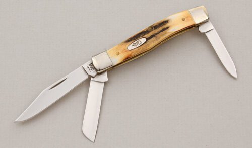 Case Cutlery 53032 Stockman with Burnt Stag Scales handle material - Obverse Side - Item #KLC15057
