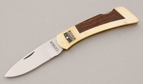 Gerber Knives Martin Marietta Lockback with Walnut Wood Scales handle material - Obverse Side - Item #KLC15061