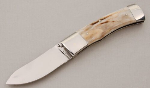 Unknown Maker Lock Release Semi Skinner with Stag Scales handle material - Obverse Side - Item #KLC15066