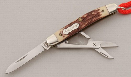 Schrade Cutlery 707UH "Gambler" with Stag Scales handle material - Obverse Side - Item #KLC15084