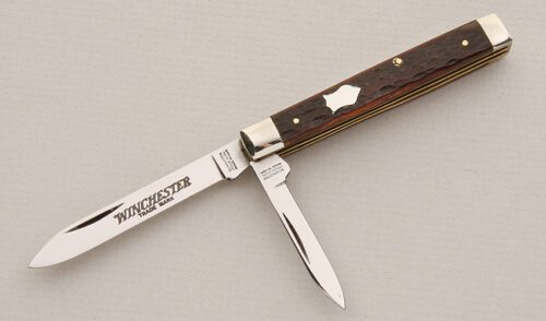 Winchester Knives Model 2978 Doctor's Knife with Brown Jigged Bone Scales handle material - Obverse Side - Item #KLC15102
