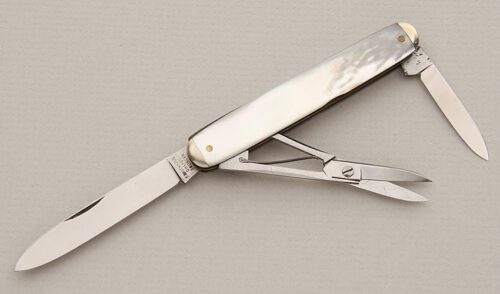 Bruckmann Knives Utility Sleeveboard with Mother Of Pearl Scales handle material - Obverse Side - Item #KLC15103