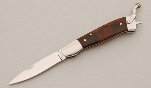 Andy Mills Spur-Lock Folder with Cocobolo Scales handle material - Obverse Side - Item #KLC15106
