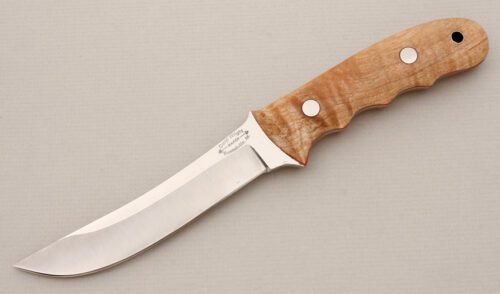 Deryl Wright Custom Skinner with Maple Burl Scales handle material - Obverse Side - Item #KLC15110