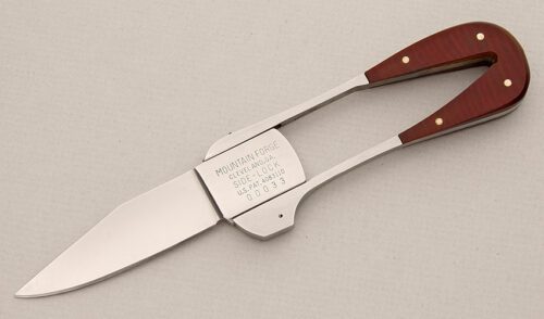 Mountain Forge Knives Side-Lock with Stainless & Micarta Frame handle material - Obverse Side - Item #KLC15111