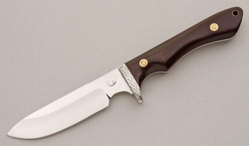 Unknown Maker Skinner with Brown Linen Micarta Scales handle material - Obverse Side - Item #KLC15117