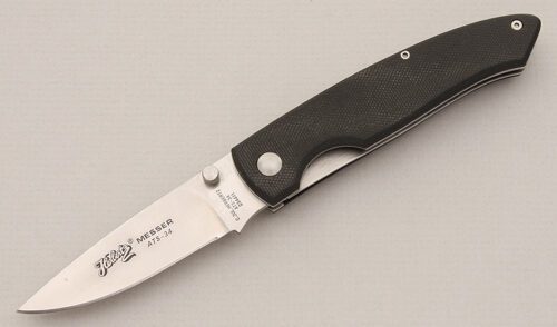C. Jul Herbertz Messer Small Linerlock with Black G-10 Scales handle material - Obverse Side - Item #KLC15121
