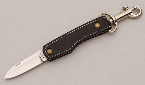 Sog Knives S34B Attache with Black Leather Wrap handle material - Obverse Side - Item #KLC15128