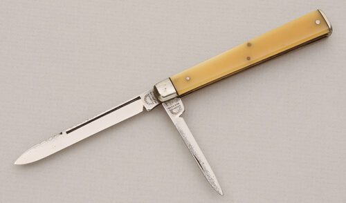 Western States Cutlery Doctor's Knife with Amber Celluloid Scales handle material - Obverse Side - Item #KLC15130