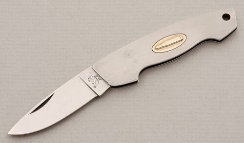 Hen & Rooster CM-9 .300 Savage Canoe with Stainless Steel Frame handle material - Obverse Side - Item #KLC15143