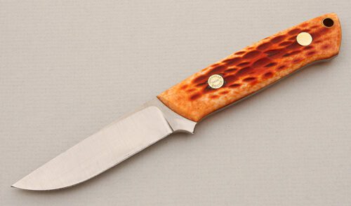 Dozier Knives Slim Outdoorsman with Brown Jigged Bone Scales handle material - Obverse Side - Item #KLC15146