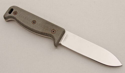 Ontario Knife Co. Blackbird SK-5 with Green Canvas Micarta Scales handle material - Obverse Side - Item #KLC15150