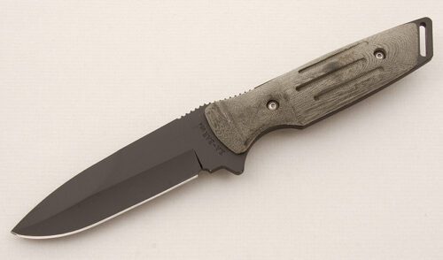 Ka-Bar Knives 1461 Impact Series Spear Point with Gray Canvas Micarta Scales handle material - Obverse Side - Item #KLC15151