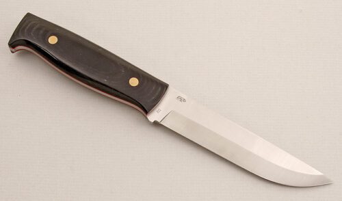 EnZo Knives Camper 125 with Black Micarta Scales handle material - Obverse Side - Item #KLC15154