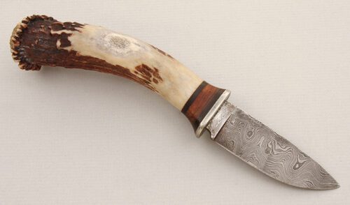 Unknown Maker Damascus Hunter with Stag Handle handle material - Obverse Side - Item #KLC15163