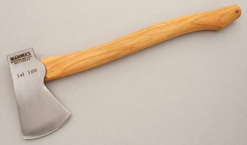 Marble's Knives Belt Axe #9 1st 100 with Hickory Wood Handle handle material - Obverse Side - Item #KLC15172