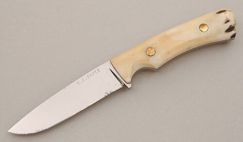 W.C. "Bill" Davis Drop Point Hunter with Stag Scales handle material - Obverse Side - Item #KLC15173