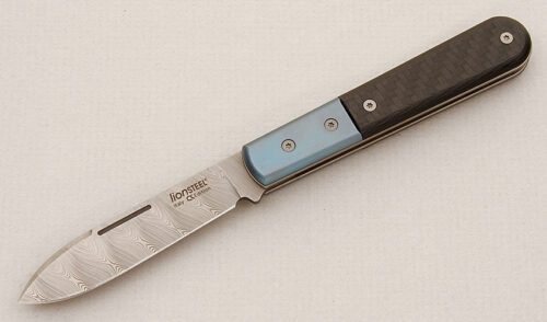 LionSteel Roundhead Damasteel Jack with Carbon Fiber Scales handle material - Obverse Side - Item #KLC15175