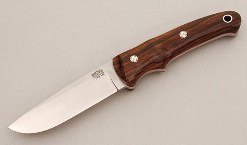 Bark River Knife & Tool Guardless Drop Point Hunter with Desert Ironwood Scales handle material - Obverse Side - Item #KLC15179