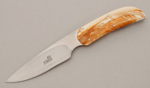 Arno Bernard Drop Point Hunter with Warthog Tusk Scales handle material - Obverse Side - Item #KLC15191
