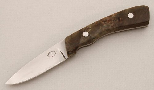 Larry Page Small Hunter with Green Maple Burl Scales handle material - Obverse Side - Item #KLC15192