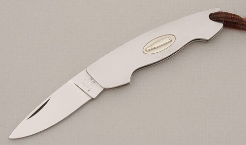 Hen & Rooster CM-9 .300 Savage Canoe with Stainless Steel Frame handle material - Obverse Side - Item #KLC15193