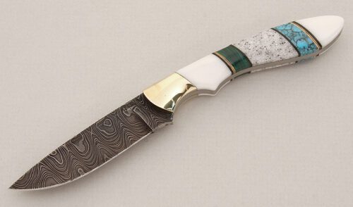 Unknown Maker SmallDamascus Hunter with Corian