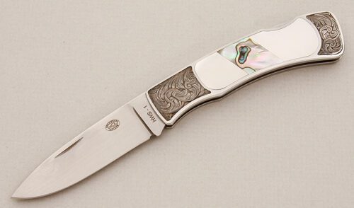 Rock Creek Knives HWS-1 Acadia Lockback with Stainless Steel Frame handle material - Obverse Side - Item #KLC15198