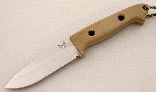 Benchmade Knives 162-1 Bushcrafter EOD with Tan G-10 Scales handle material - Obverse Side - Item #KLC15202