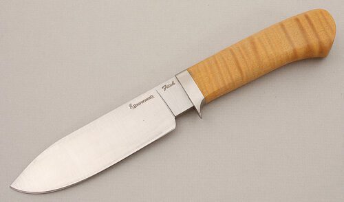 Browning Knives Modek 575 Fitch Large Hunter with Curly Maple Handle handle material - Obverse Side - Item #KLC15204