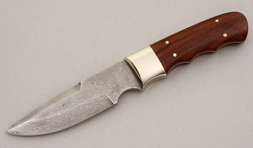 Unknown Maker Damascus Hunter with Cocobolo Scales handle material - Obverse Side - Item #KLC15206