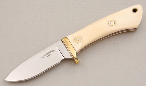 Tom Downing Drop Point Hunter with Mammoth Ivory Scales handle material - Obverse Side - Item #KLC15208