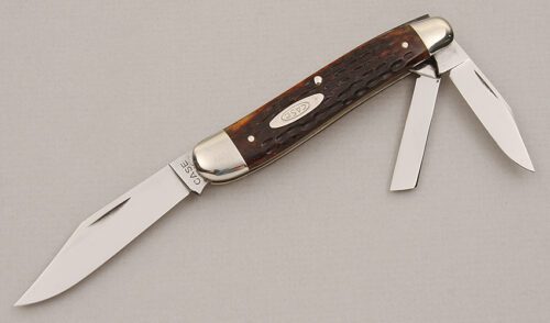 Case Cutlery 6380 Whittler with Brown Jigged Bone Scales handle material - Obverse Side - Item #KLC15233