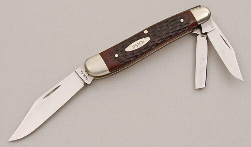 Case Cutlery 6380 Whittler with Brown Jigged Bone Scales handle material - Obverse Side - Item #KLC15235