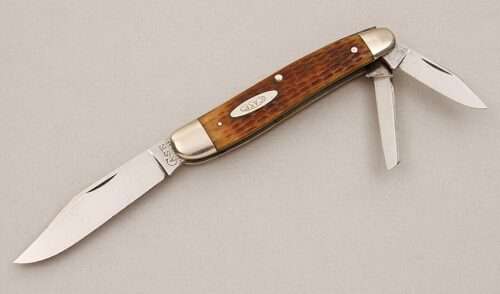 Case Cutlery Early Model Whittler with Amber Jigged Bone Scales handle material - Obverse Side - Item #KLC15236