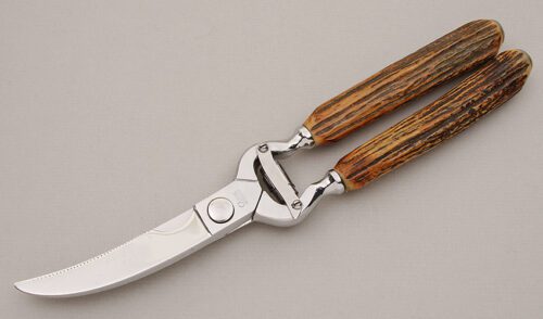 Case Cutlery Poultry Shears with Stag Handles handle material - Obverse Side - Item #KLC15237