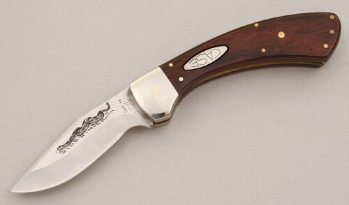 Case Cutlery Sidewinder Sidelock with Wood Micarta Scales handle material - Obverse Side - Item #KLC15244