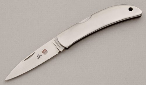 Al Mar Knives 1002 Hawk Midlock with Stainless Steel Frame handle material - Obverse Side - Item #KLC15250