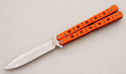Benchmade Knives 51-1801 Morpho Bali-Song with Orange G-10 Scales handle material - Obverse Side - Item #KLC15257