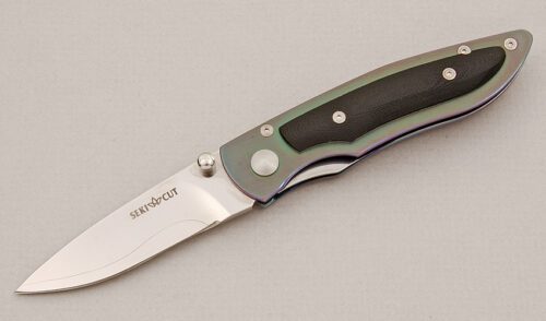 Seki-Cut SC-160 Linerlock with Anodized Titanium Frame handle material - Obverse Side - Item #KLC15259