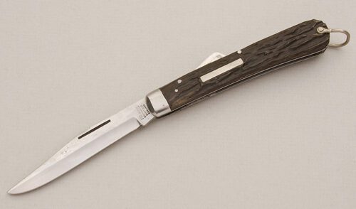 George Wostenholm Cutlery Folding Hunter with Brown Dyed Stag Scales handle material - Obverse Side - Item #KLC15266