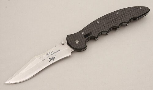 R.E.K.A.T. Knives Sifu Carbon Fiber with Carbon Fiber Scales handle material - Obverse Side - Item #KLC15267