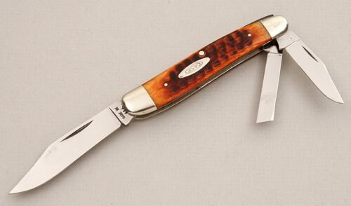 Case Cutlery 6380 Whittler with Amber Jigged Bone handle material - Obverse Side - Item #KLC15271