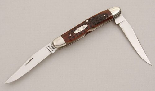 Case Cutlery Muskrat Folder with Brown Jigged Bone Scales handle material - Obverse Side - Item #KLC15274