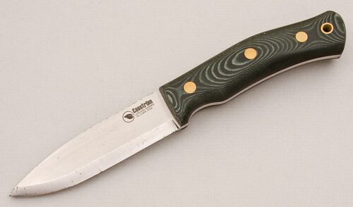 Casstrom Knives No. 10 Swedish Forest Knife with Black/Green Micarta Scales handle material - Obverse Side - Item #KLC15278
