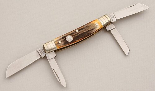 Burnt Chimney Knives Whittler with Burnt Stag Scales handle material - Obverse Side - Item #KLC15291