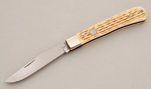Burnt Chimney Knives Folding Hunter with Burnt Jigged Bone Scales handle material - Obverse Side - Item #KLC15292