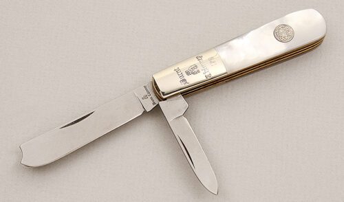 Burnt Chimney Knives Barlow with Mother Of Pearl Scales handle material - Obverse Side - Item #KLC15294