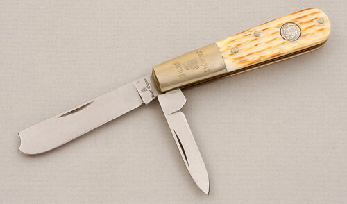 Burnt Chimney Knives Barlow with Burnt White Bone Scales handle material - Obverse Side - Item #KLC15297